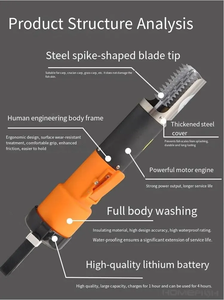 HOMEFISHSeafood Tools 6000 RPM Fish Scale Planer Fishing Scalers Scraper EU Plug Electric Fish Remover Cleaner — image 9