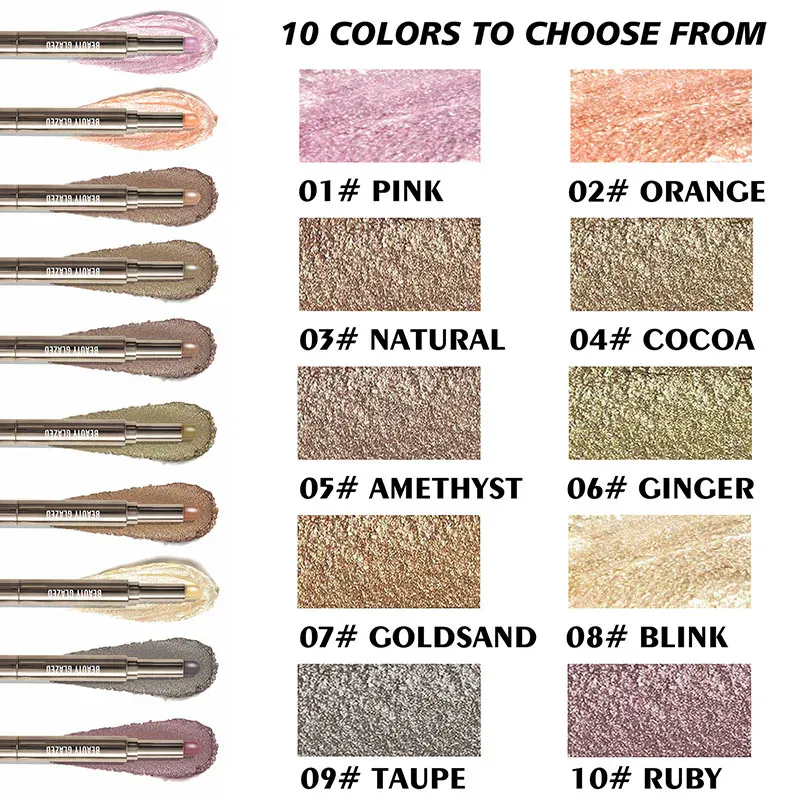 10 Color Double Ended Eye Shadow Stick With Sponge Brush Pearlescent Lasting Eyeshadow Pen Contouring Portable Makeup Cosmetics — image 4