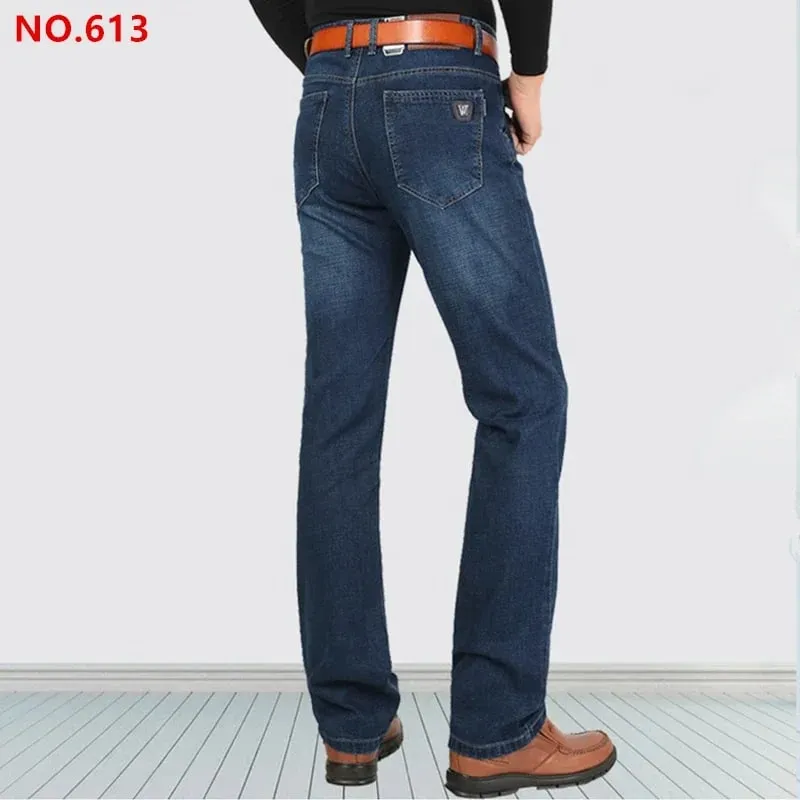 Extra Long Pants 117CM Tall Men 195CM Plus Size 42 44 46 Classic Blue Stretched High Waisted Elastic Trousers Denim Slim Jeans