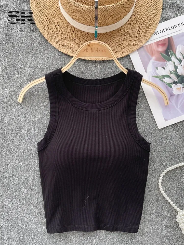 Sleeveless Knit Top Women Backless Korean Bra O Neck Solid Elastic Waist Ladies Elegant Fashion Casual Crop Top — image 4