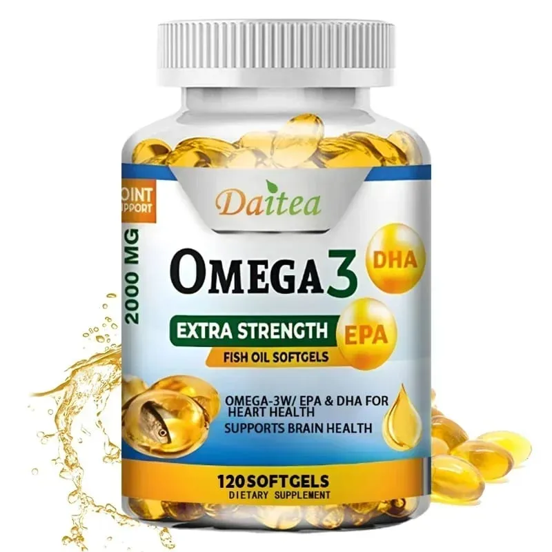 EPA 및 DHA가 함유된 오메가 3 피쉬 오일 2000mg 소프트젤 심장 뇌 관절 및 눈 건강 지원 신경 기능 및 면역력 향상