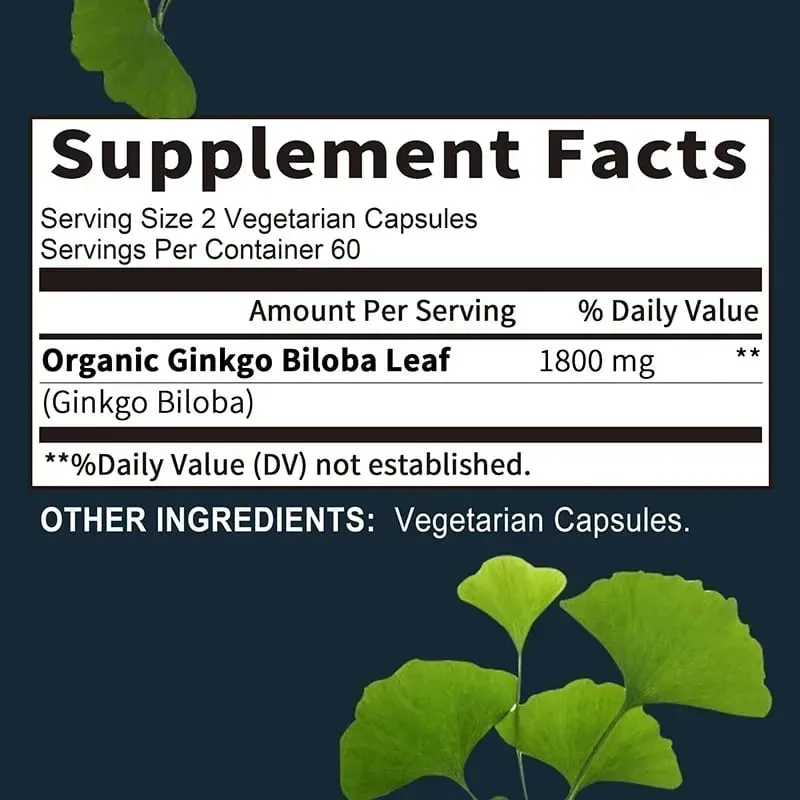 Ginkgo Biloba Supplement - Memory and Learning Promotes Brain Health Improves Clarity Improves ConcentrationSupplement — image 3