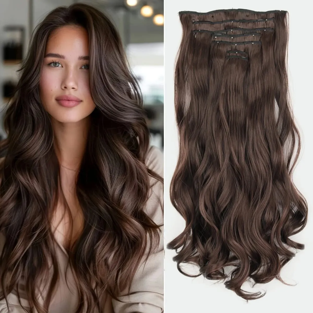 Long Straight Hairstyle 16 Clips 7Pcs/Set Hair Extensions Natural Synthetic Blonde Black Hairpieces Heat Resistant For Women — image 24