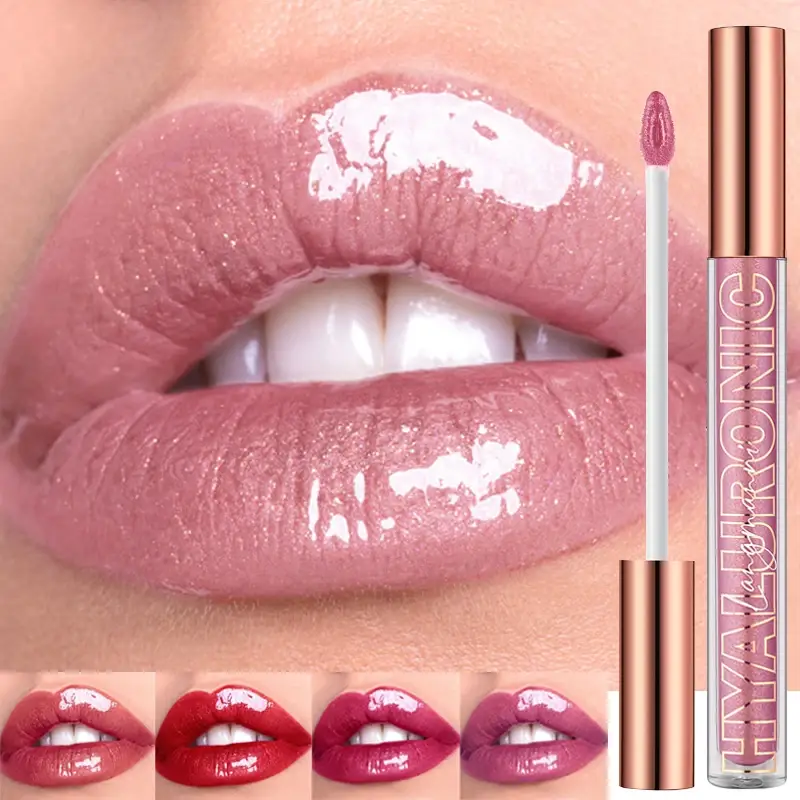 Pearlescent Glitter Plumping Lip Gloss Diamond Glitter Nude Pink Liquid Lipstick Shiny Glass Waterproof Sexy Lip Tint Lip Makeup — image 2