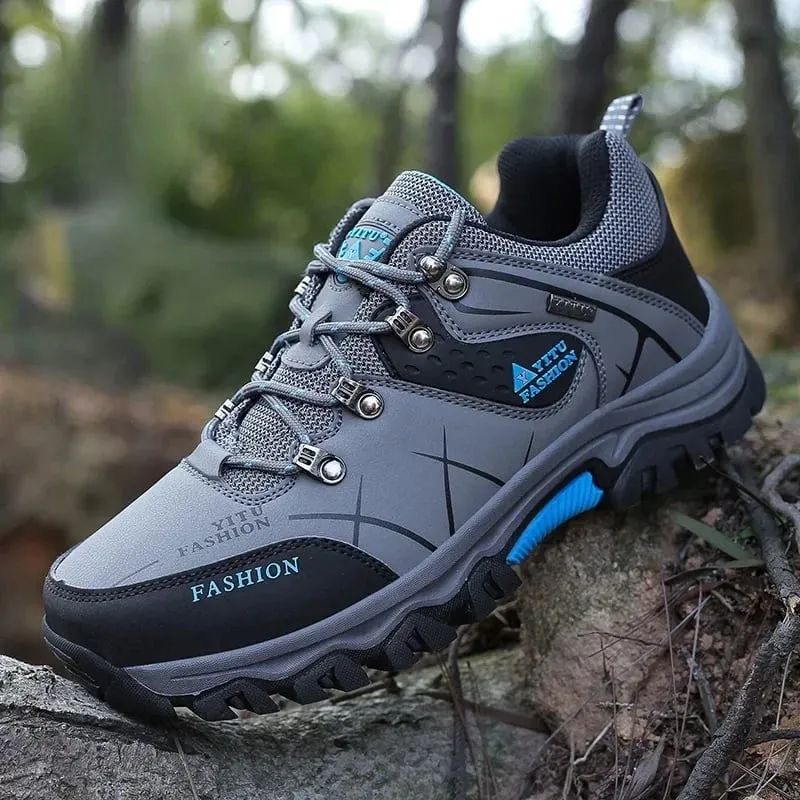New Leather Sneakers Breathable Men Casual Shoes Comfortable Walking Shoes Non-Slip Outdoors Hiking Shoes Fashion — image 1