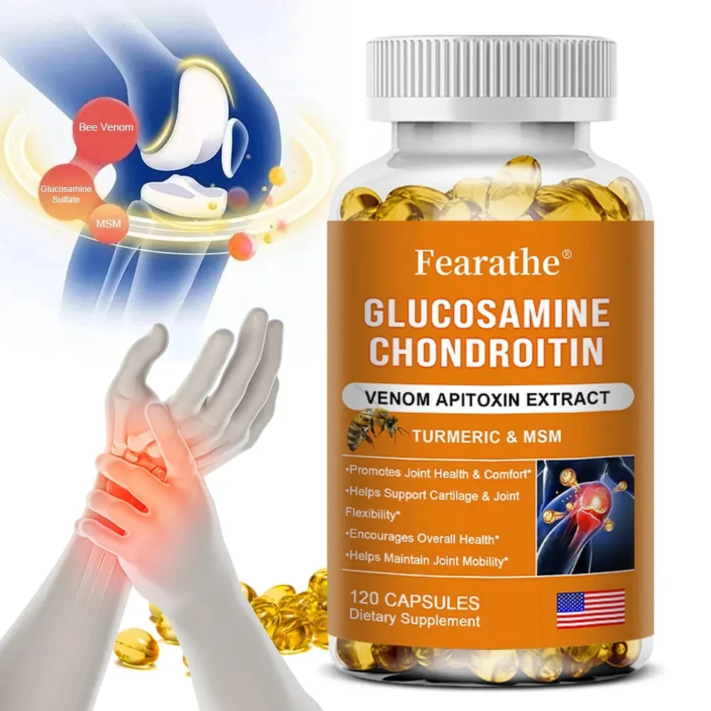 Glucosamine Chondroitin MSM and Turmeric Supplement - Support for Cartilage & Joint Health & Flexibility Non-GMO Capsules — image 1