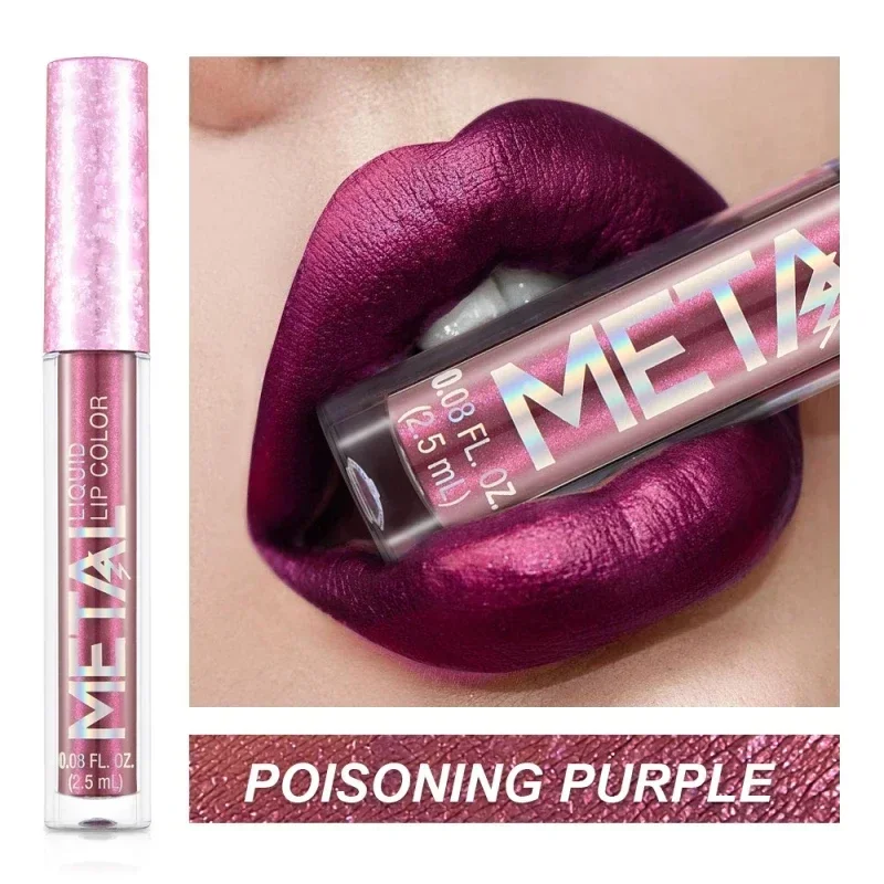 Metallic Matte Liquid Lipstick Waterproof Long Lasting Non-Stick Cup Matte Shimmer Glitter Lip Gloss Women Lips Makeup 12 Colors — image 16