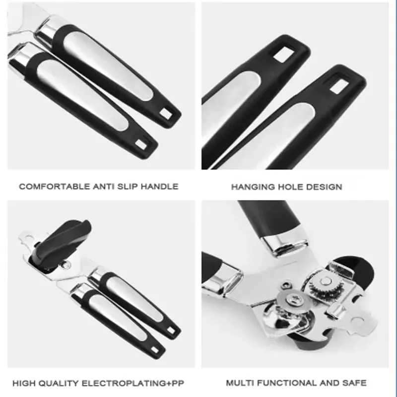 Stainless Steel Can Opener Multifunctional Manual Strong Grip Opener Side Cut Tins Bottle Opener Kitchen Gadgets — image 4