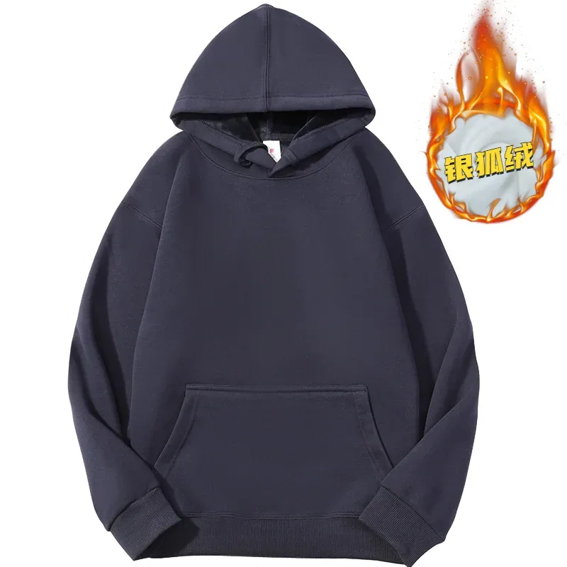 Customized Your Brand Logo DIY Design 600GSM Mens Hoodies High-quality Women Sweatshirt Solid Color Cotton Loose Streetwear — image 45