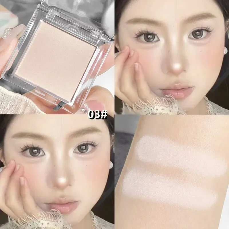 Matte Pure White Face Highlighter Palette Monochrome Pearly Jade Eyeshadow Highlighter Naturally Brightening Contouring Makeup