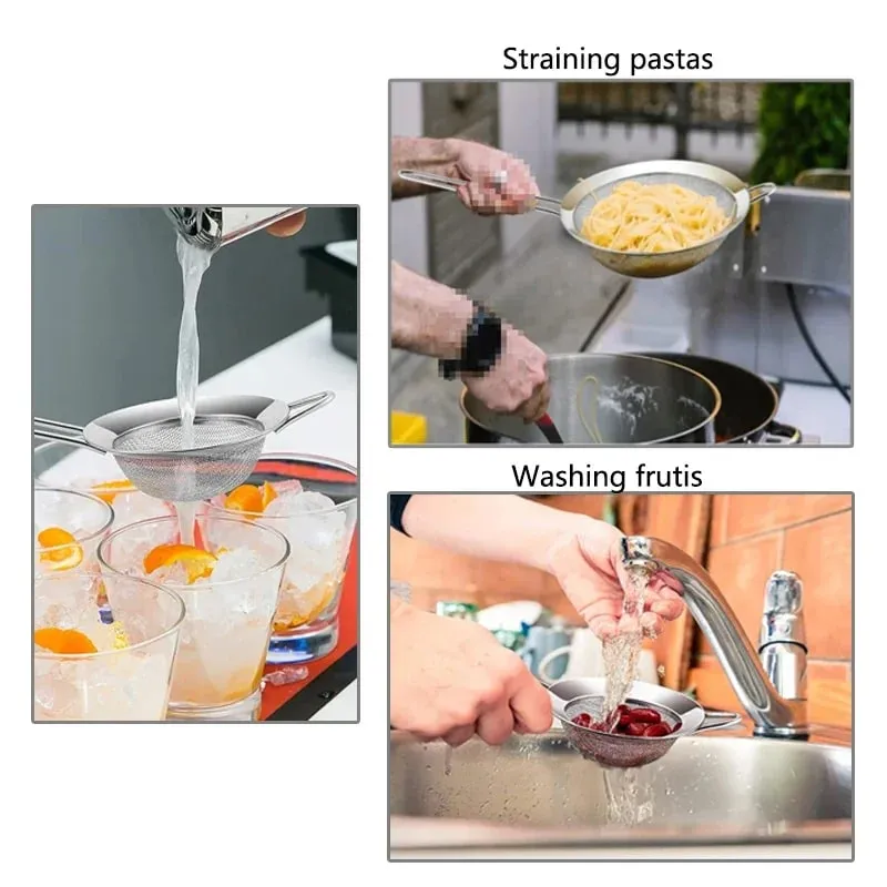 1-3Pcs Stainless Steel Wire Fine Mesh Oil Strainer Flour Colander Sieve Sifter Pastry Baking Tools Kitchen Accessories — image 7