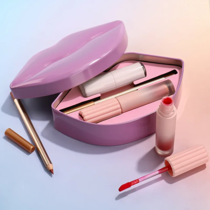 Lip Makeup Kit Private Label Lip Gloss Pencil Liner Balm Matte Glossy Lipgloss Set Wholesale 3 in 1 Gift Box — image 3