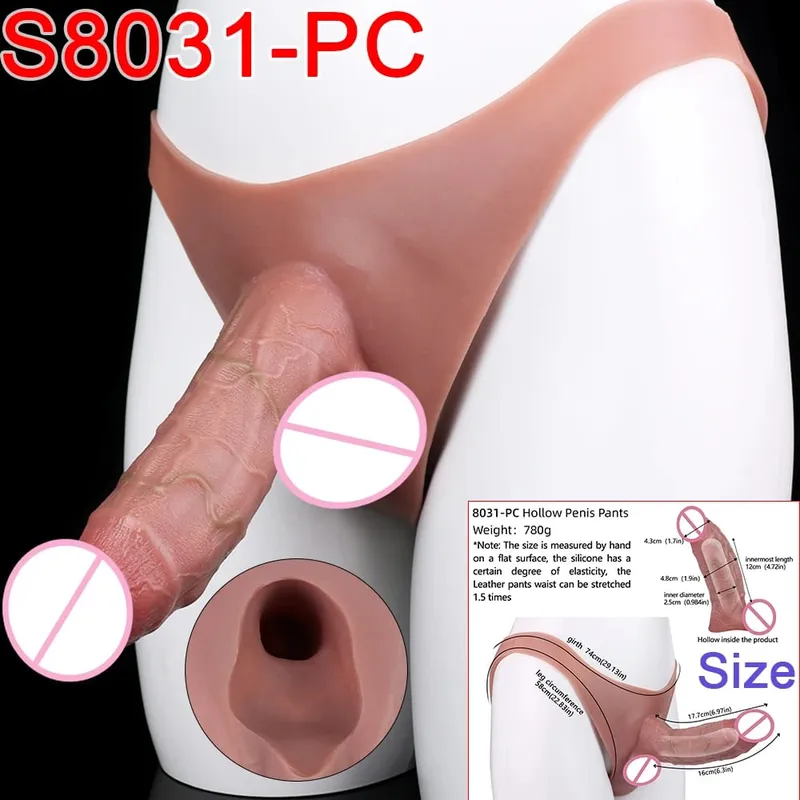 Mandlige Strap-On Long Hollow Dildo Ultra Realistic Penis Extend Sleeve Bukser насадка на член Mandlige Cock Cover Sexlegetøj — image 24