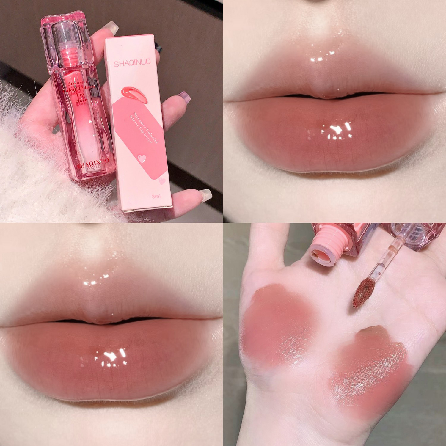 Water Gloss Lip Glaze Mirror Moisturizing Plump Non-stick Cup Jelly Transparent Liquid Lipstick Long-Lasting Tint Oil Lip Makeup