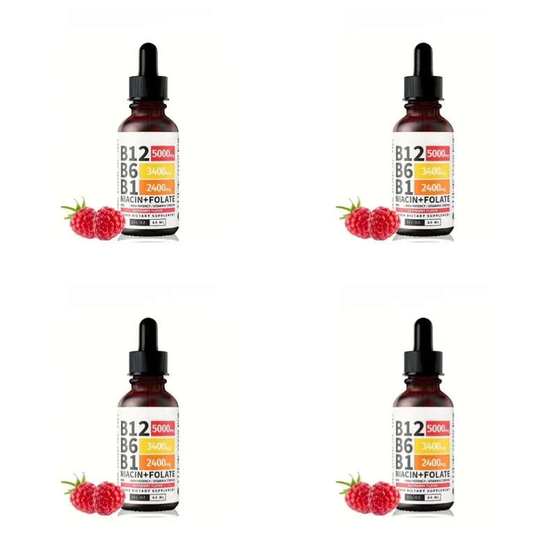 Vitamin-B12-Flüssigkeitstropfen, 60 ml, Himbeergeschmack, mit Vitamin B6+B1 usw. Multivitamin unterstützt die Energierückgewinnung und die Gesundheit des Gehirns und des Herzens — image 10
