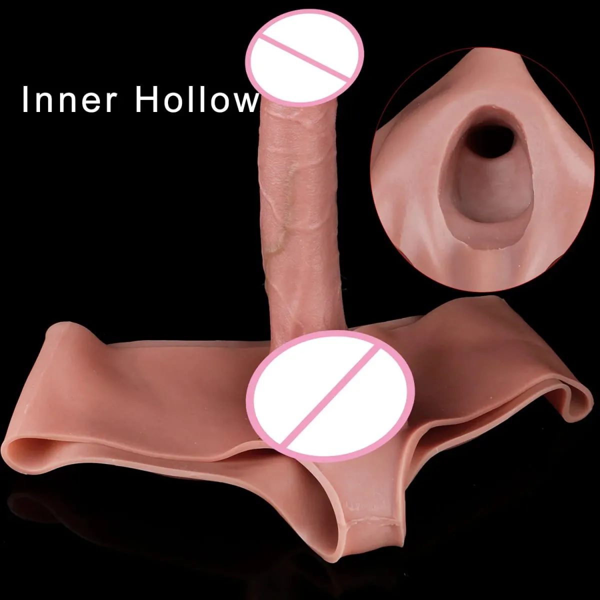 Mandlige Strap-On Long Hollow Dildo Ultra Realistic Penis Extend Sleeve Bukser насадка на член Mandlige Cock Cover Sexlegetøj — image 4