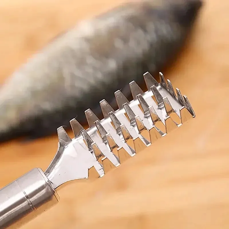 Fish Scaler Stainless Steel Premium Fish Scale Remover Integrated Casting Duty Sawtooth Fish Descaler Tool Fishes Scaler Tool — image 6
