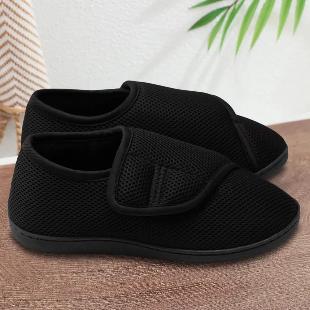 Zapatos para diabéticos unisex, zapatillas ligeras para edema con cierre ajustable, zapatillas con gancho y bucle, forro de felpa para pies hinchados — image 4