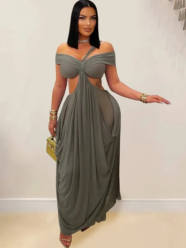 Beyprern Chic Women's Cut Out Layered Irregular Party Dresses Special Occasion Outfits Loose Ruched Night Out Vestidos Clubwear — image 3