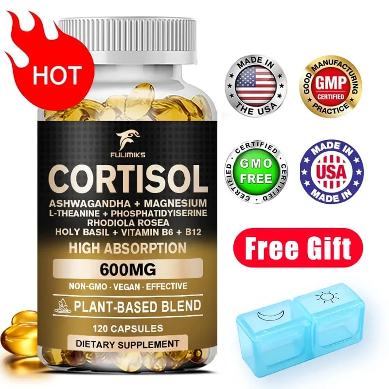 Suplemen Cortisol Holy Basil | Ashwagandha | Rhodiola | Keseimbangan Hormon Berasaskan Tumbuhan L-Theanine - Fokus Mood & Sokongan Tidur — image 2