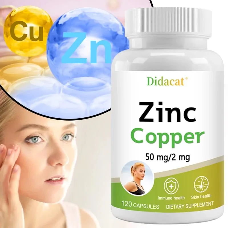 Zinc (Zinc Gluconate) 50 Mg + Copper (Copper Sulfate) Vegetarian Capsules - Gluten Free and Non-GMO 2-in-1 Mineral Formula — image 1