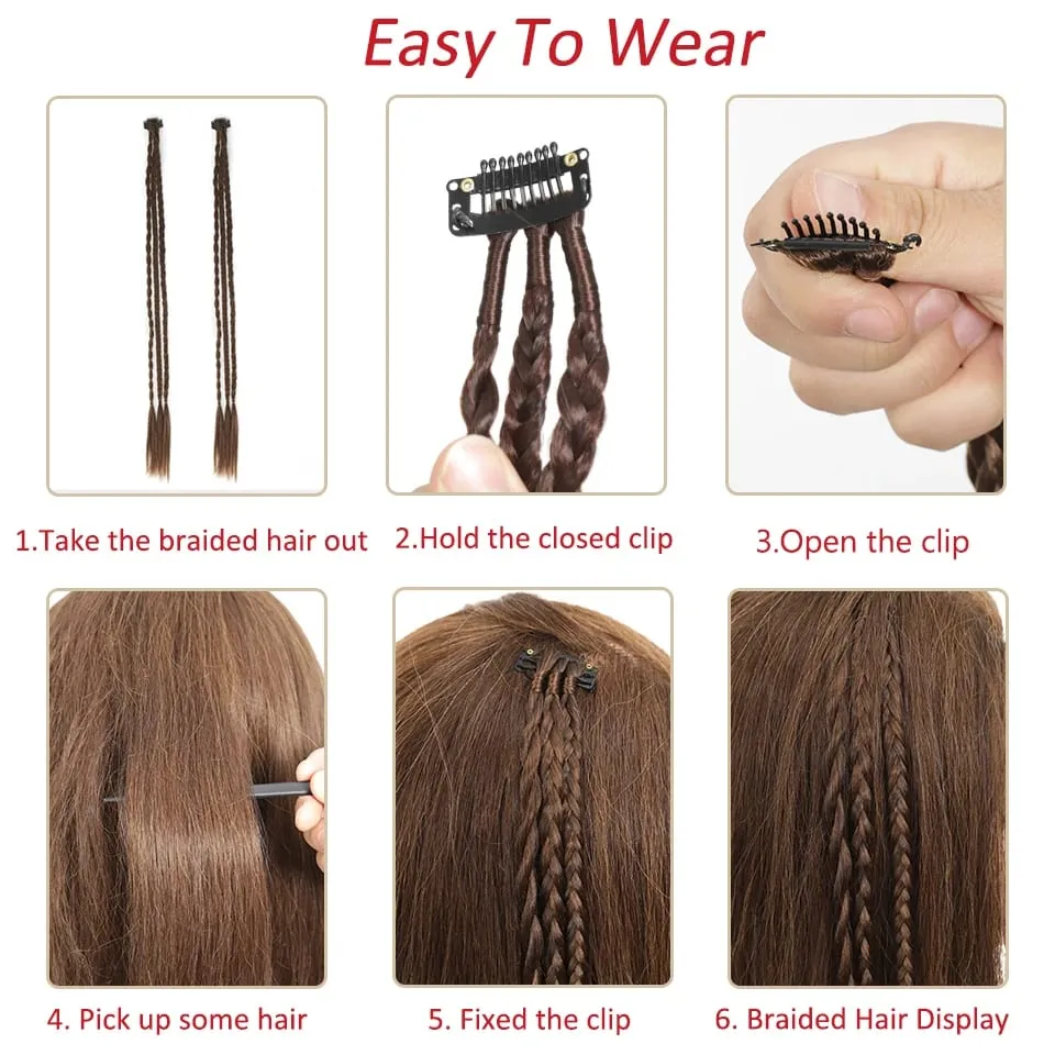 Synthetic Braid Clip in Hair Extensions Braids Long Ponytail Hairpieces For Women Kids Girls Daily Party Cosplay — image 4