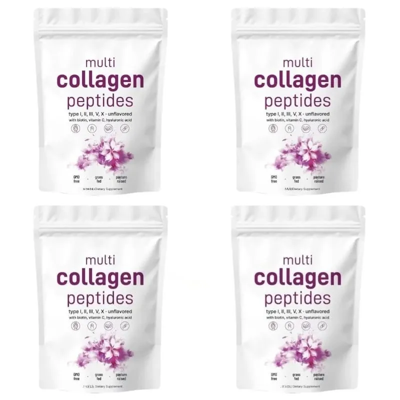 Péptidos múltiples de colágeno en polvo tipos I II III V con biotina, vitamina C y ácido hialurónico que soporta la piel, el cabello y las uñas para hombres y mujeres — image 10