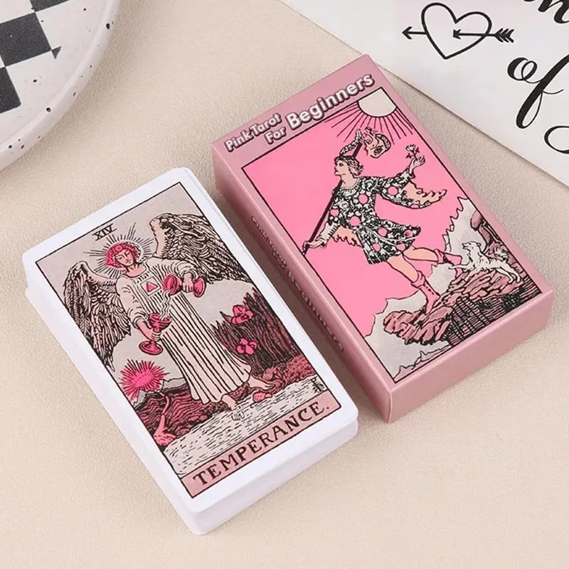 Juego de cartas de Tarot Pink Rider Waite para principiantes, juego de adivinación de profecía, tablero de fiesta familiar, cartas del destino, juego de adivinación — image 1