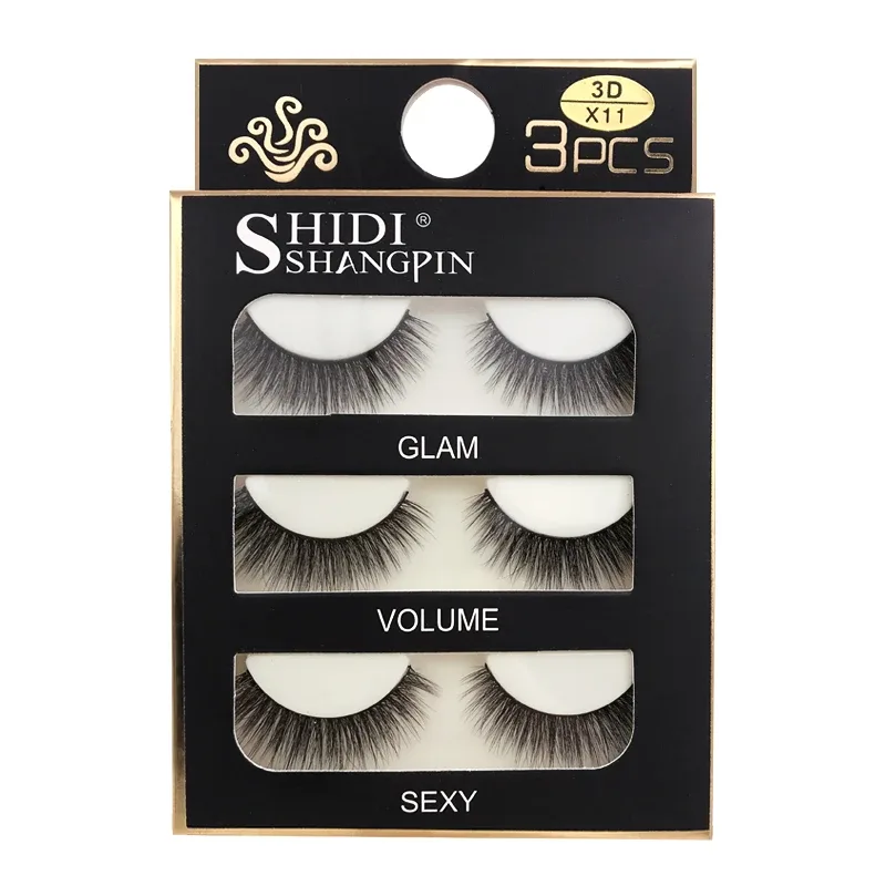 Faux Cils 3 Pairs False Eyelashes Natural Long 3D Mink Lashes Soft Fluffy Wispy Handmade Fake Lashes Eye Makeup Tools Maquiagem