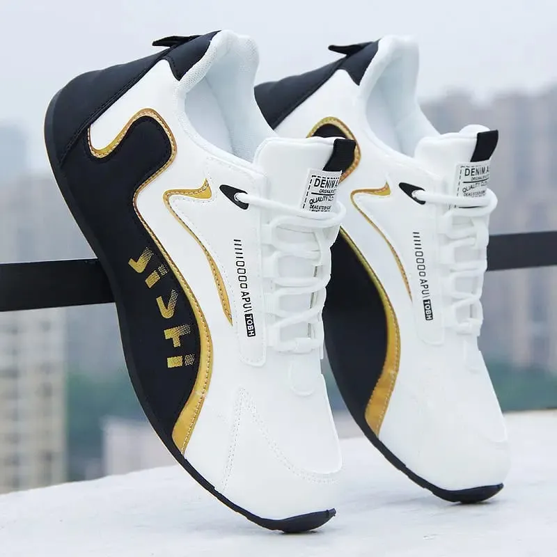 Outono novos sapatos masculinos de couro respirável sapatos de cor sólida na moda anti deslizamento sapatos à prova dwaterproof água viagem casual tênis zapatos