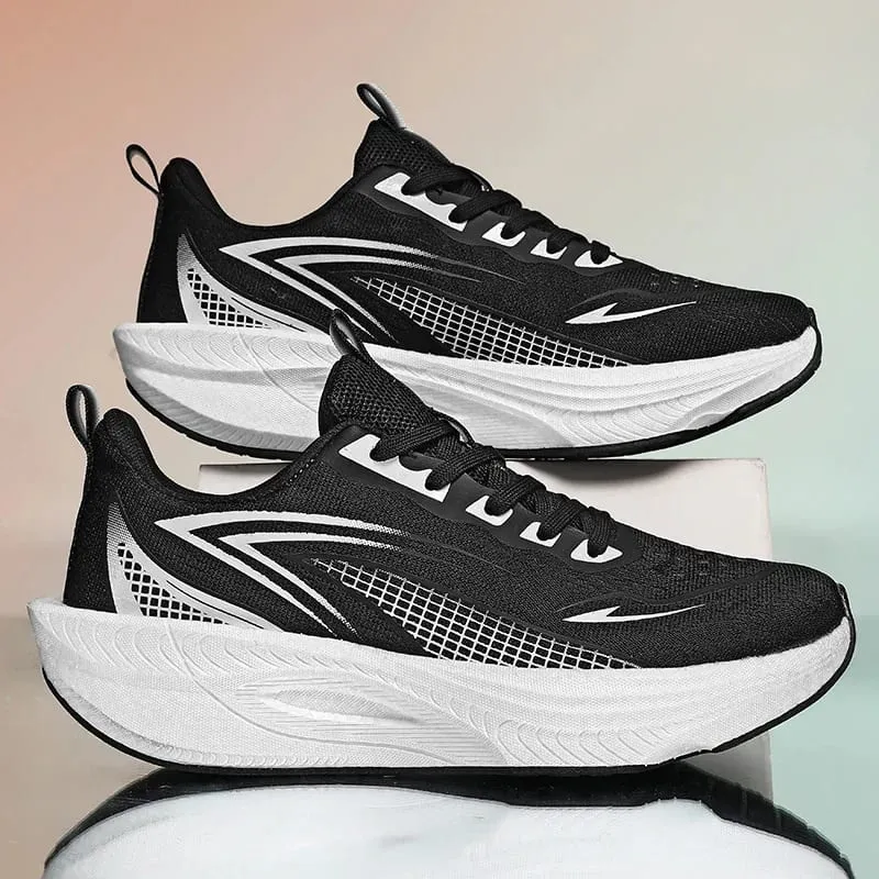 Carbon Plate Marathon Running Shoes Men Air Cushion Breathable Lightweight Shock Absorbing Non Slip Athletic Sneakers
