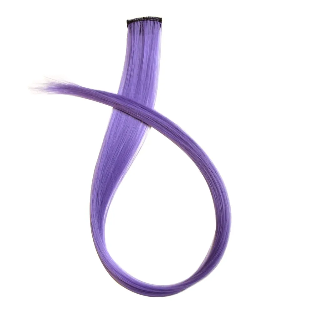 6 pçs 22 Polegada destaque peruca colorido clipe em extensões de cabelo em linha reta sintético peruca sem cola com clipe para mulher