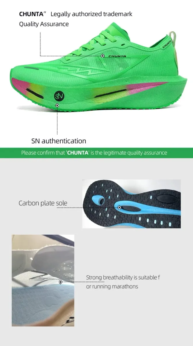 Running Shoes Carbon Board Speciality Marathon Men Sports Breathable Lightweight Women's Comfortable Nonskid Chunta Sneakers — image 8