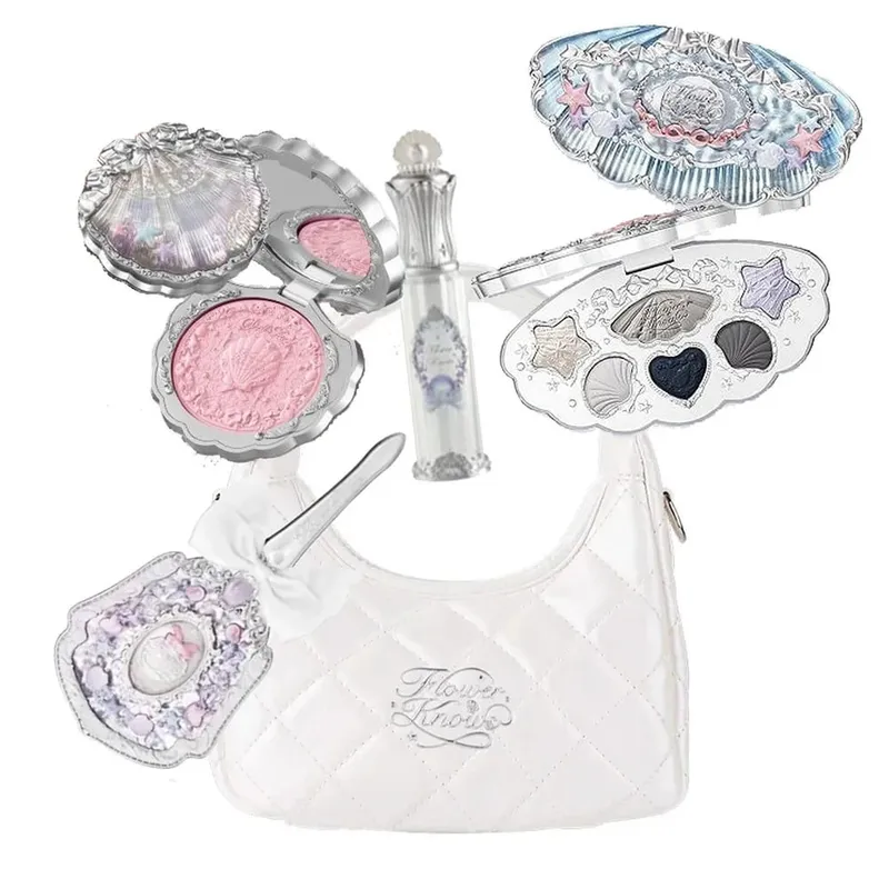 Makeup Set Flower Knows Shell's Jewel Collection Eyeshadow Palette Blush Lip Gloss Makeup Bag Matte Glow Shimmer Eye Shadow Kit — image 1