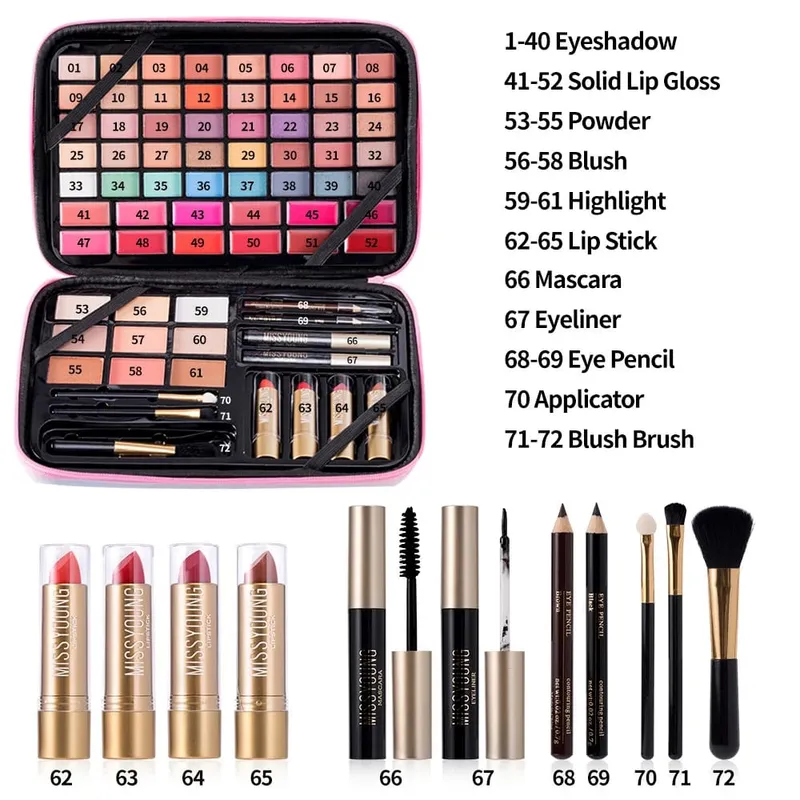 Multifunctional All-in-One Makeup Palette Blush Eyeshadow Lip Gloss Highlighter Lipstick Long Lasting Portable Daily Cosmetics — image 3