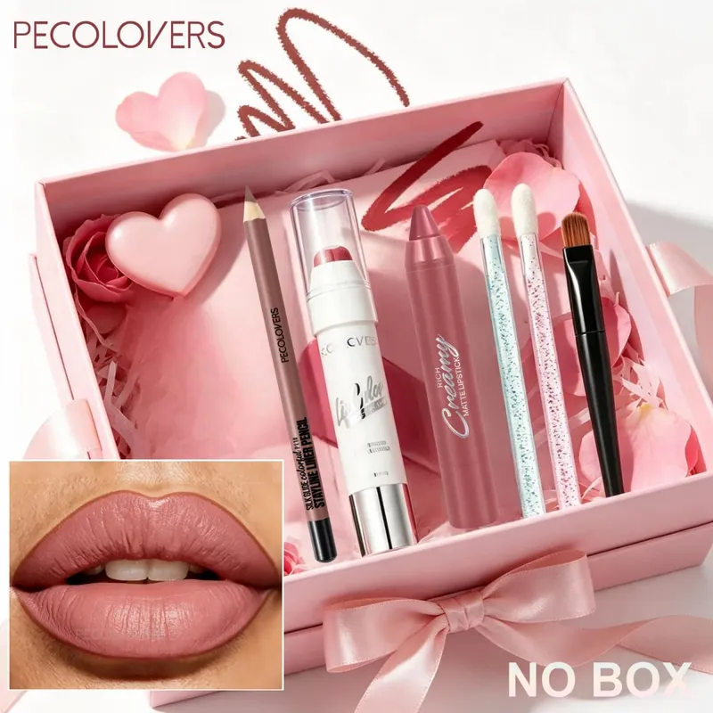 6PCS/Set Nude Lip Makeup Set - Waterproof Creating Three-dimensional Lip Shape Suitable for Daily Makeup Halloween Gift — image 2