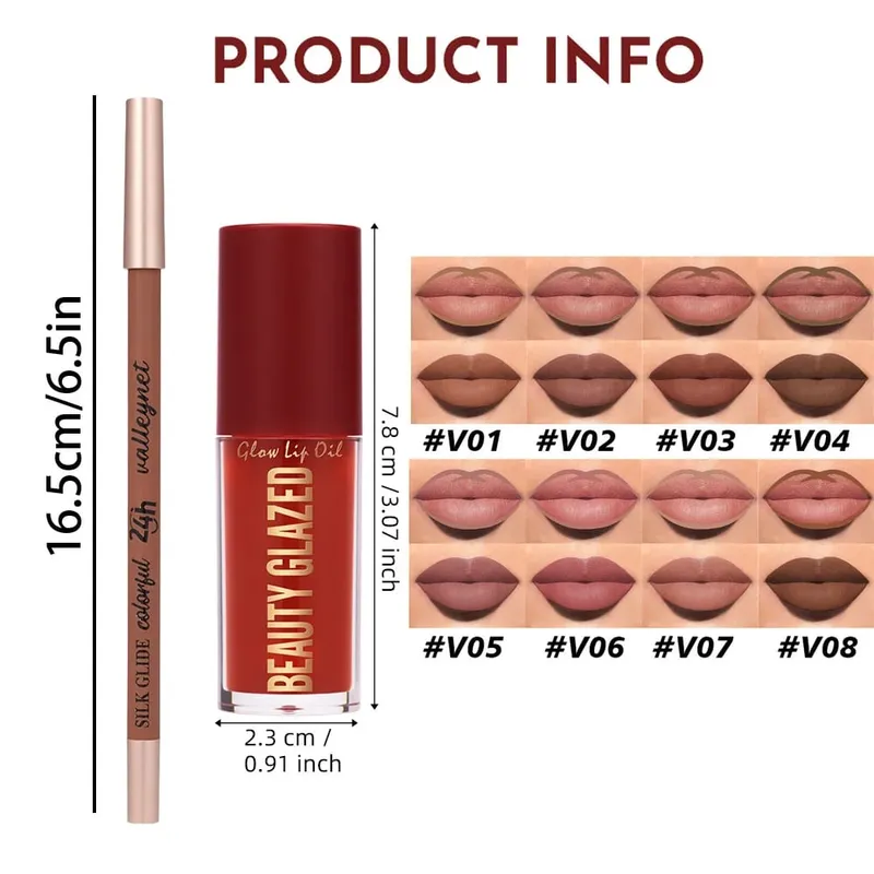 3Pcs/Set Matte Velvet Lip Liner Lip Oil Lip Combo Long Lasting Waterproof Lipliner Lip Makeup — image 5