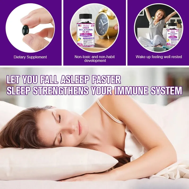 Daitea Super Melatonin Capsules-40mg Contain Vitamin C Help You Fall Asleep Faster Relieve Insomnia and Improve Sleep Quality — image 3