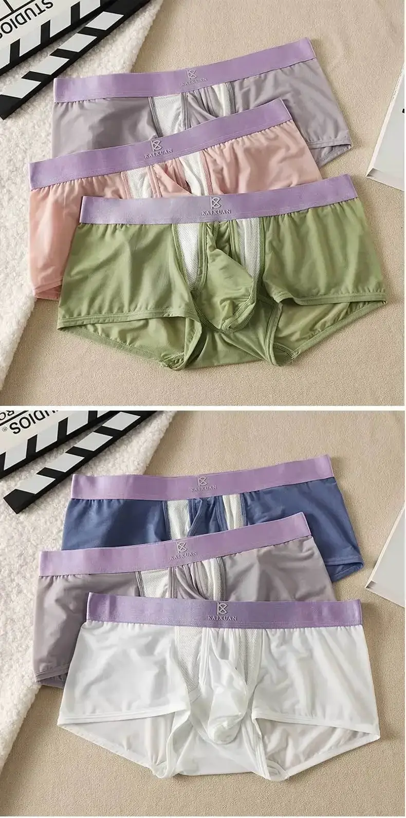 Ropa interior de seda de hielo de verano para hombre, Bóxer de secado rápido, pantalones cortos ligeros, transpirables, abertura lateral Separable, bragas no desmontables — image 14