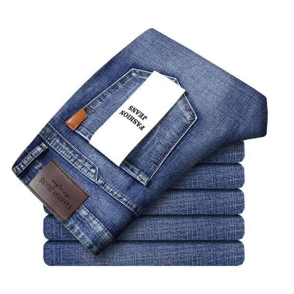 2026 Straight Regular Blue Slim Fit Stretch Denim Trousers Spring Autumn Men Classic Jeans Business Fashion Men's Smart Jeans