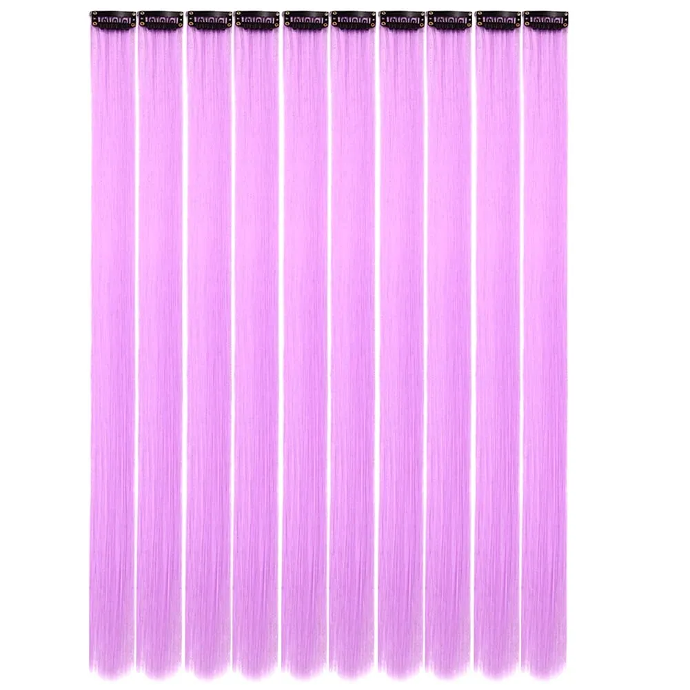 10PCS/Pack Colored Party Highlights Clip in Hair Extensions for Girls 22 Inches Omber colors Straight Hair Synthetic Hairpieces — image 41
