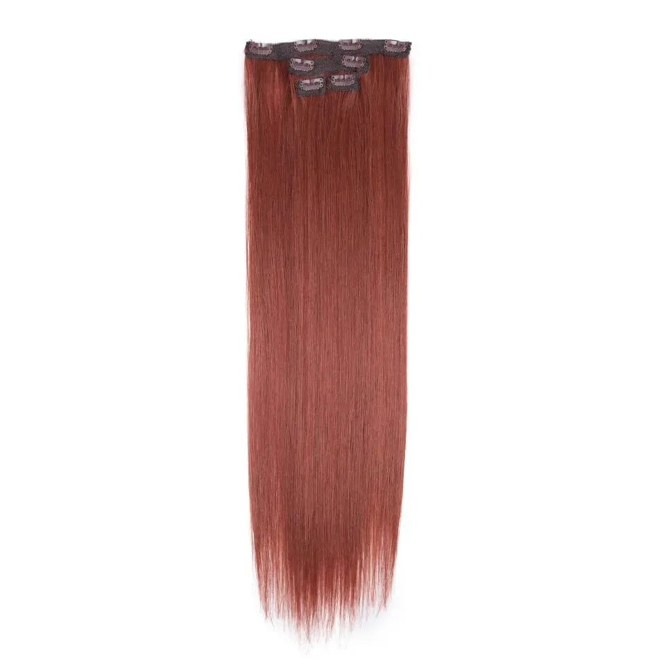 Long Straight Hairstyle 8 Clips In Hair Extensions Blonde 60CM Natural Synthetic Hair Daily Use Hairpiece Fake Hair — image 24