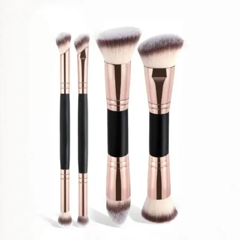 4 ks štětce na make-up s dvojitým zakončením šetrné k pokožce Nedráždivé kosmetické štětce s korektorem na tvářenku s pudrovým pudrem