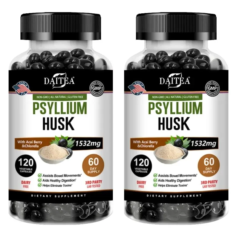 Psyllium Husk Capsules - Improve Constipation Accelerate Metabolism Nutrient Digestion Intestinal Health for Adult Men &Women — image 11