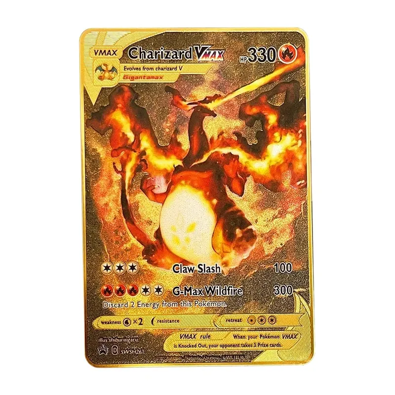 Kad Pokemon Vmax Logam Surat Pokémon Pikachu Gx Mewtwo Charizard Vstar Permainan Anime Mainan Besi Emas Kad Bermain Hadiah Kanak-kanak — image 3