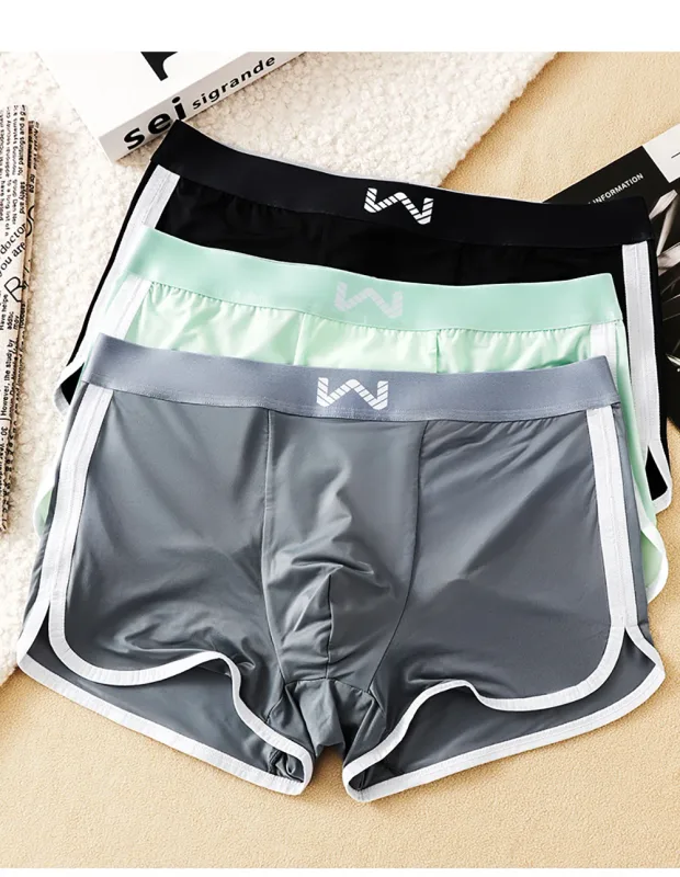 3PCS/Pack Ice Silk Breathable Antibacterial Mesh Men's Underpants Large Space Pouch Panties High Elastic Waistband Boxer Homme — image 14