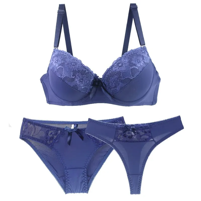 2025 New Sexy Bras Set Embroidered Lace Push Up 2 Piece Underwear For Women Plus Size White Black Beige Blue Red Purple Lingerie — image 6
