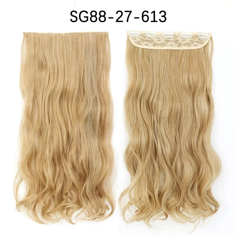 Azqueen Long Synthetic Water Wavy Clips Extension Hairpiece on 5 Clip-in Hair Ombre Brown Tail Blonde Fack Hair — image 18