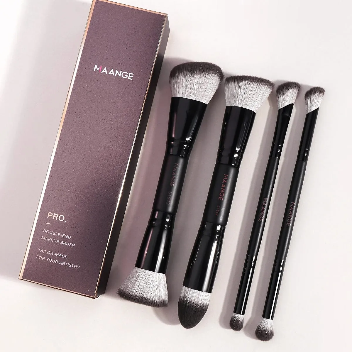 4 st Dubbeländade makeupborstar Set med Box Foundations Powder Conceal Blush för ögonskugga Basic Brush Nybörjarresor — image 1