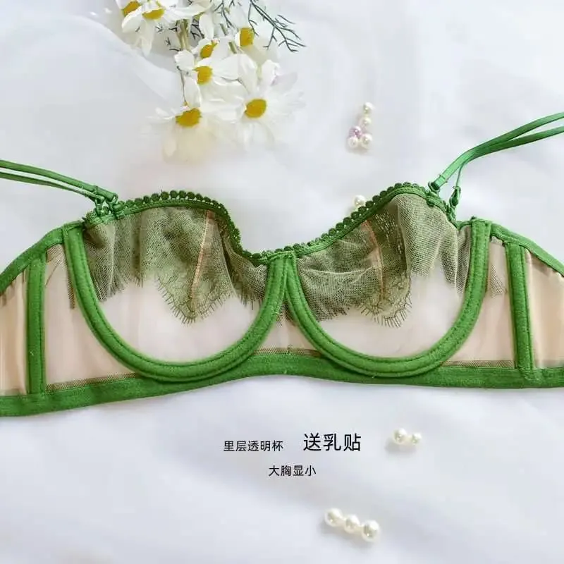 Light Luxury Sexy French Backless Bra Set - Sheer Mesh Minimizer Bralette Ultra-Thin Lace Lingerie Limited Stock Sale — image 5